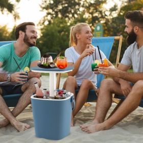 3-in-1 Portable Cooler Bar Table with Bottle Opener and Lift Top Lid for Camping Poolside (Highlights: 1.3-in-1 Cooler Table)