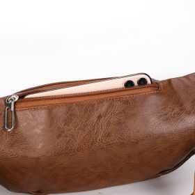 PU Chest Bag Solid Color Lightweight Travel Waist Bag Daily Commuting Large-capacity Messenger Chest Bag (Details: )