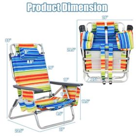 4-Pack 5-Position Outdoor Folding Backpack Beach Reclining Chair with Pillow (Highlights: 1.Adjustable Backrest)