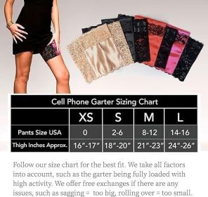 Security Pockets, Wedding Phone Garter, Lace Thigh Purse with Stay-put Grippers (Highlights: 1.Go Hands-free, Enjoy the Freedom to Move Without Worry - Dance, eat, drink, shop and have a great time without having to worry about your necessities. Keeps Your Items Concealed and Secure - Our leg purse features a security fold over flap with snag-fre)