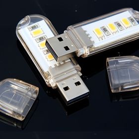 USB LED Night Light Computer Keyboard Table Lamp Charging Treasure Mobile Power Camping Highlight Portable White Warm (Details: )