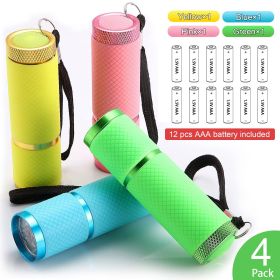 Glow In Dark Flashlight; Rubber Coated Mini 9 LED Flashlight; Portable Handy Light For Camping; Hiking; Night Reading; Cycling; Backpacking (Details: )