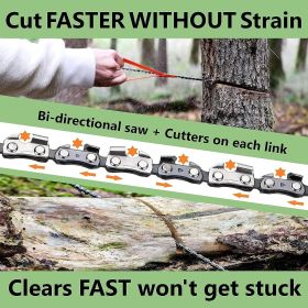 11/33 Teeth Survival Chain Saw Hand ChainSaw Hand Steel Wire Saw Outdoor Wood Cutting Emergency Wire Kits Camping Hiking Tool (Details: 24 Inch Hand Rope Chain Saw Portable Manual Tree Limb Chain Saw Folding Manual Steel Rope Chain Saw Sharp for Camping/Hiking/Fishing/Picnic UseFeature)