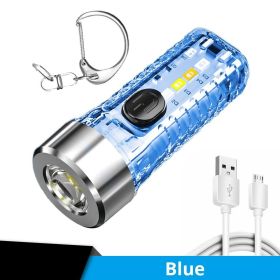1pc Mini Portable LED Flashlight With Keychain; USB Charging Warning Light For Outdoor Camping Emergency (Details: )