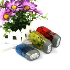 Manual Crank Electric Flashlight Outdoor Household Camping Torch; Powerful Emergency Light Safety Tool (Details: )